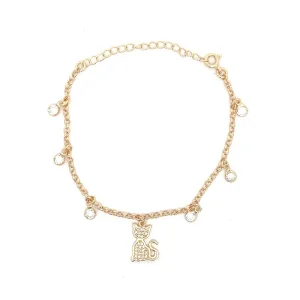 PULSEIRA GATINHO CRAVEJADO FOLHEADO 17cm + 5cm Ext