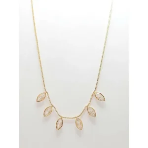 GARGANTILHA CHOKER C/ CRISTAL OVAL MED. FOLHEADO 35cm + 8cm Ext