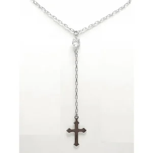 GARGANTILHA GRAVATA C/ CRUZ E ZIRCONIA 45cm