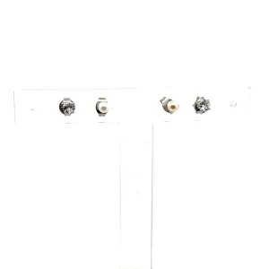 DUO DE BRINCOS PEROLA/P DE LUZ INOX 3mm