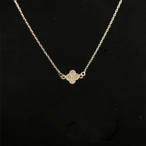 GARGANTILHA CHOKER TREVO CRAVEJADO FOLHEADO 35cm + 5cm Ext