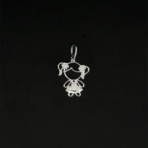 PINGENTE MENINA VAZADA DE PRATA 18mm