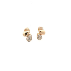 BRINCO GOTA DUPLA LISA/CRAVEJADA FOLHEADO 13mm