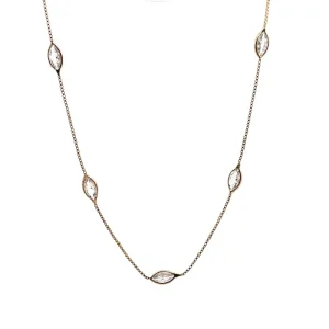 GARGANTILHA CHOKER CRISTAIS OVAIS FOLHEADO 35cm + 10cm Ext