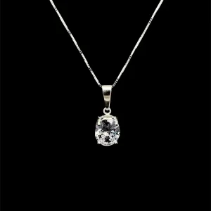 GARGANTILHA CRISTAL OVAL DE PRATA 45cm/9mm