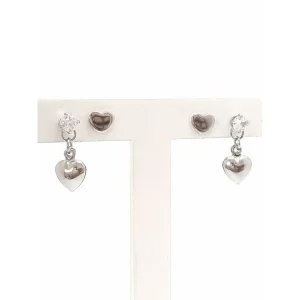DUO DE BRINCOS CORACAO C/ ZIRCONIA 5 e 15mm