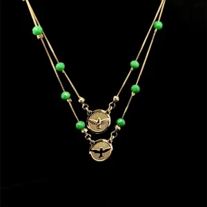 GARGANTILHA DIVINO ESPIRITO SANTO VERDE FOLHEADO 45cm