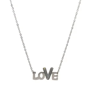 GARGANTILHA LOVE C/ MADREPEROLA INOX 40cm + 5cm Ext