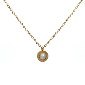 GARGANTILHA PG ROMANO MADREPEROLA INOX GOLD 40cm + 5cm Ext