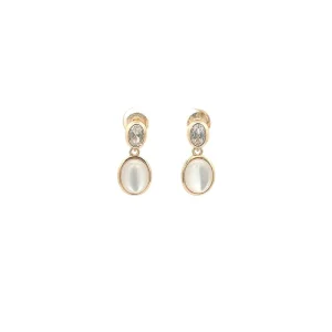 BRINCO PENDURICALHO CRISTAL OVAL C/ MADREPEROLA FOLHEADO 10mm