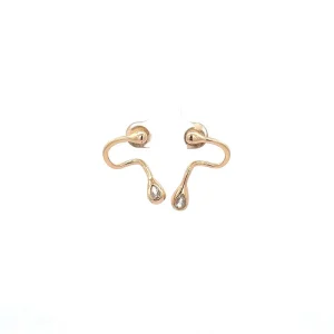 BRINCO EARHOOK CRISTAL GOTA FOLHEADO 25mm