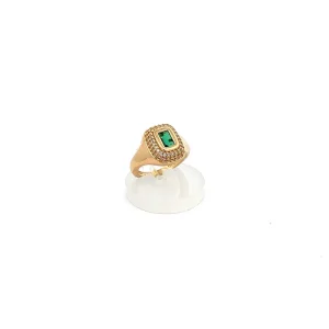 ANEL CRISTAL QUADRADO CRAVEJADO FOLHEADO