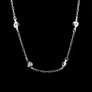 GARGANTILHA CHOKER CRISTAL CORACAO DE PRATA 34cm + 6cm Ext