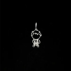 PINGENTE MENINO VAZADO DE PRATA 12mm