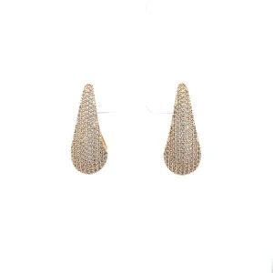 BRINCO ARGOLA CLICK GOTA GRANDE CRAVEJADA FOLHEADO 35x14mm