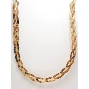 CORRENTE CHOKER 3 FITAS TRANCADA FOLHEADO 31cm + 10cm Ext