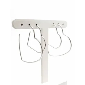 DUO DE BRINCOS ARGOLA CORACAO INOX 40 e 25mm