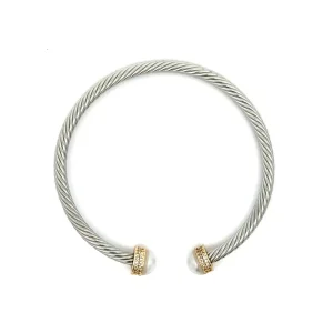 PULSEIRA BRACELETE TORCIDO C/ PEROLA INOX