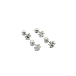 PIERCING FLOR INOX 4 PEÇAS