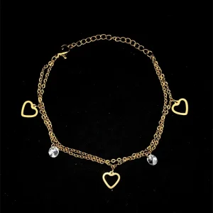 PULSEIRA DUPLA CORACAO INOX GOLD 17cm + 4cm Ext