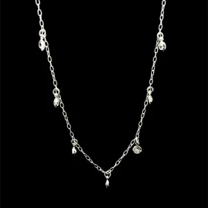 GARGANTILHA CHOKER CRISTAIS DE PRATA 35cm + 5cm Ext