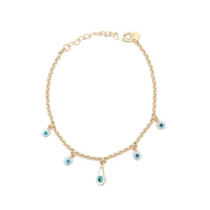 PULSEIRA ELO PORTUGUES C/ OLHO GREGO FOLHEADO 17cm + 3cm Ext