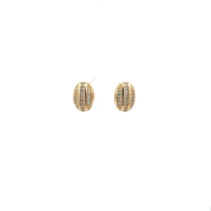 BRINCO OVAL FILETE ZIRCONIAS FOLHEADO 10mm