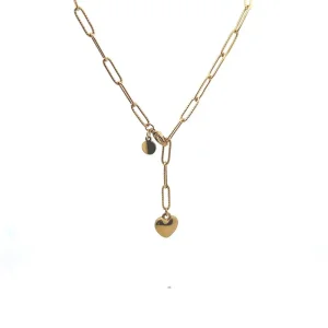 GARGANTILHA ELO C/ CORACAO INOX GOLD 40cm + 5cm Ext