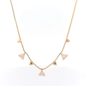 GARGANTILHA C/ TRIANGULOS FOLHEADO 40cm + 8cm Ext