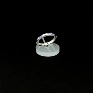 ANEL C/ CRISTAL BAGUETE DE PRATA ROXO