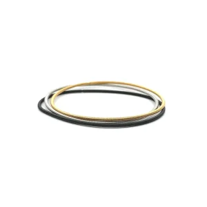 TRIO DE PULSEIRAS MOLINHA INOX 3 CORES INOX/GOLD/BLACK 18cm