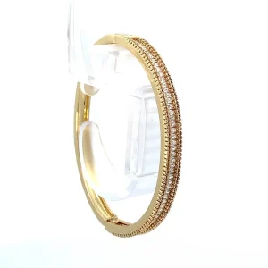 BRACELETE CRAVEJADO CRISTAL BAGUETE FOLHEADO 58mm