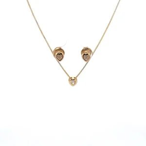 CONJUNTO CRISTAL CORACAO FOLHEADO 40+5cm Ext/5mm