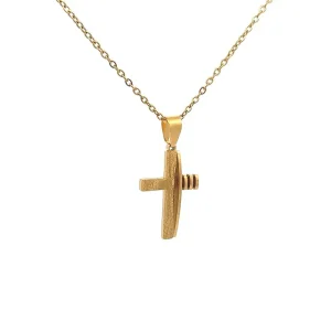 GARGANTILHA CRUZ INOX GOLD 50cm/18mm