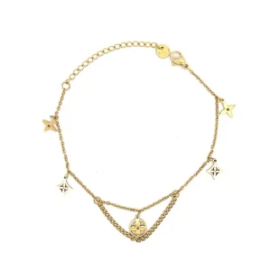 PULSEIRA C/ PINGENTES INOX GOLD 16cm + 5cm Ext