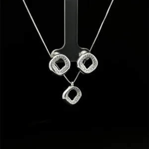 CONJUNTO C/ ZIRCONIAS DE PRATA 45cm/13mm