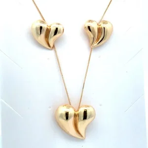 CONJUNTO CORACAO ABSTRATO FOLHEADO 45cm/22mm