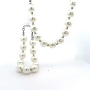 KIT PULSEIRA E GARGANTILHA PEROLAS DE RODIO