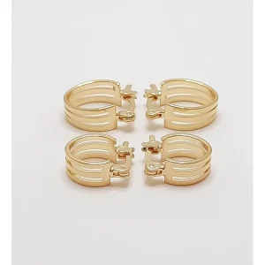 DUO DE BRINCOS ARGOLA CLICK FOLHEADO ALT 12 e 14mm