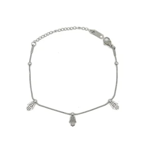 PULSEIRA RABO DE RATO C BOLINHAS M DE FATIMA INOX 16cm  5cm Ext