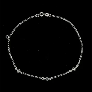 TORNOZELEIRA CRISTAL DE PRATA 22cm + 5cm Ext