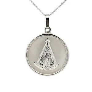 GARGANTILHA MEDALHA GRANDE NSRA APARECIDA INOX 60cm/50mm