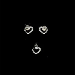 CONJUNTO SEM CORRENTE CORACAO DE PRATA 9,3mm