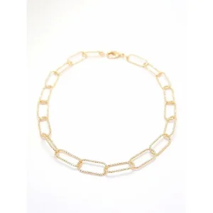 TORNOZELEIRA ELO OVAL DIAMANTADA FOLHEADO 27CM