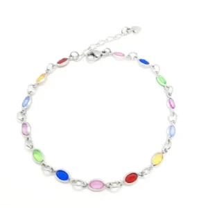 PULSEIRA DE ACO INOX C/CRISTAL NAVETE COLOR