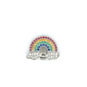 PINGENTE ARCO IRIS CRAVEJADO DE PULSEIRA CINTA RODIO