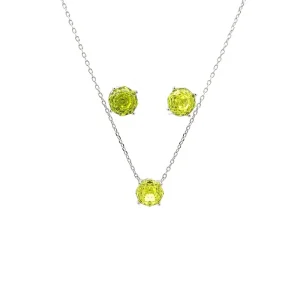 CONJUNTO CRISTAL APPLEGREEN ROSE CUT DE RODIO 45+5cm Ext/8mm