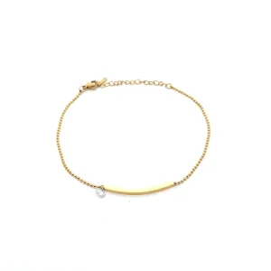 TORNOZELEIRA CHAPA CURVA INOX GOLD 21cm + 5cm Ext