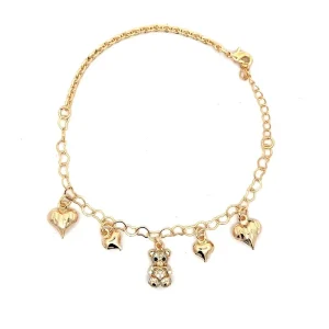 PULSEIRA URSINHO C/ CORACAO FOLHEADO 17cm + 3cm Ext