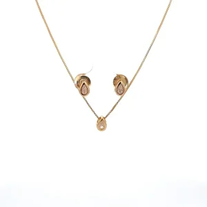 CONJUNTO CRISTAL GOTA FOLHEADO 40+5cm Ex/4,5mm